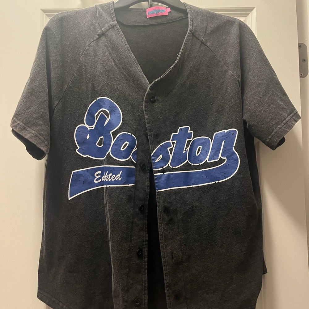 edikted black washed Boston jersey